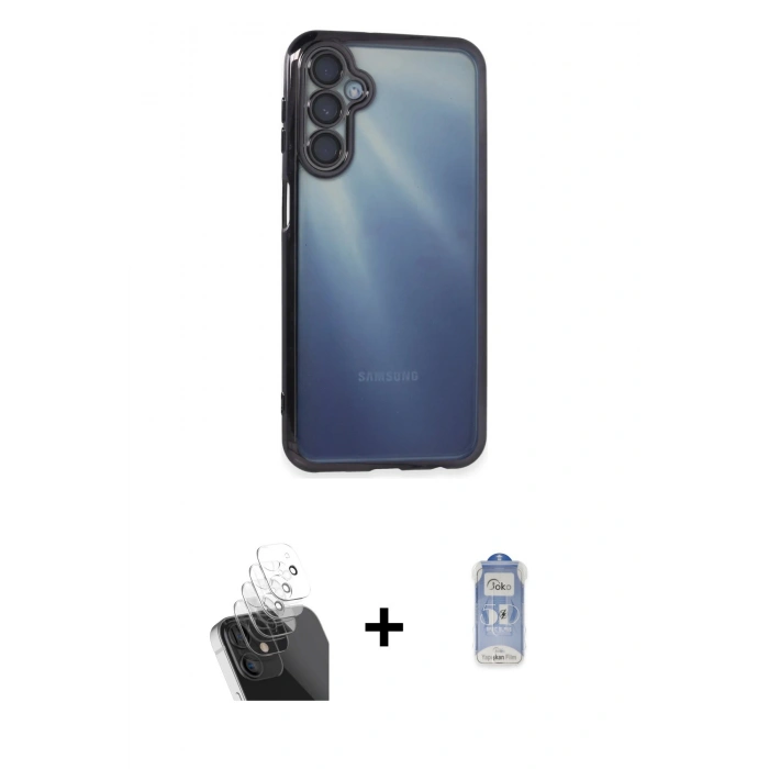 ieg™ Galaxy A25 5G Kılıf Vadi Minimal - Siyah Joko Magic 5D Cam + Şeffaf Kamera Lens Koruma Cam