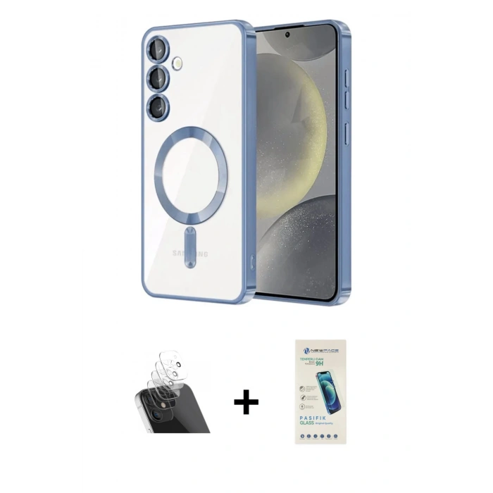ieg™ Galaxy S23 Plus Kılıf Nova Işık Özel Seri - Şeffaf Pasifik Cam Ekran Koruyucu + Şeffaf Kamera Lens Koruma Cam