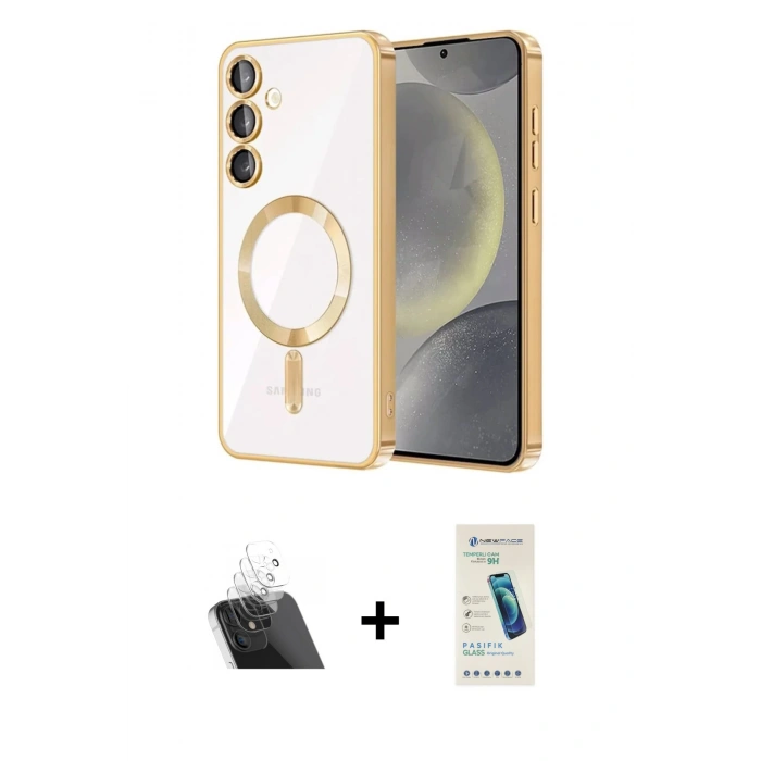 ieg™ Galaxy S23 Plus Kılıf Nova Işık Özel Seri - Şeffaf Pasifik Cam Ekran Koruyucu + Şeffaf Kamera Lens Koruma Cam