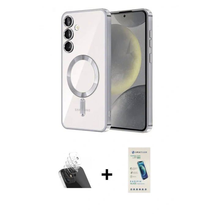 ieg™ Galaxy S23 Plus Kılıf Nova Işık Özel Seri - Şeffaf Pasifik Cam Ekran Koruyucu + Şeffaf Kamera Lens Koruma Cam