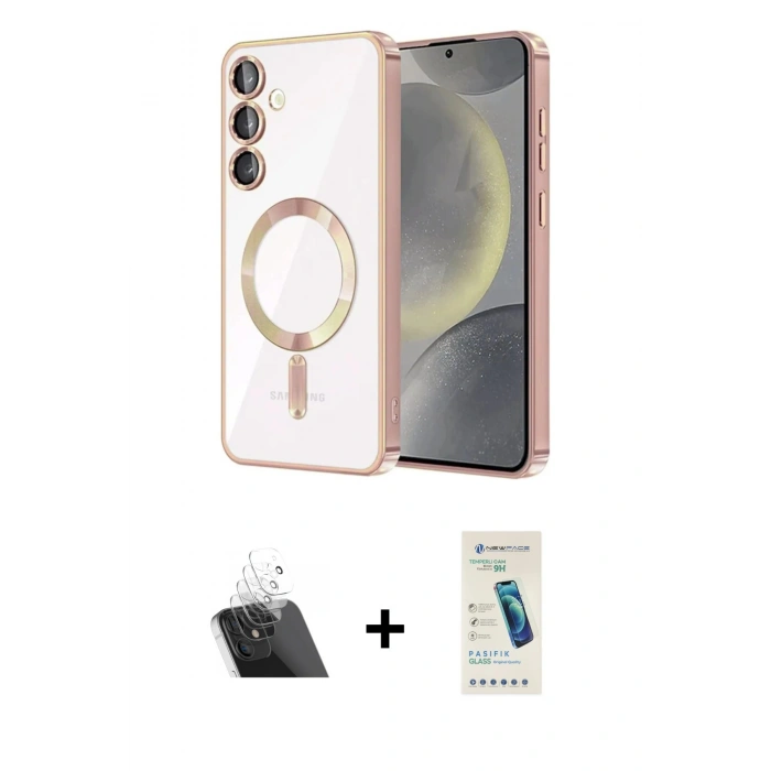 ieg™ Galaxy S23 Plus Kılıf Nova Işık Özel Seri - Şeffaf Pasifik Cam Ekran Koruyucu + Şeffaf Kamera Lens Koruma Cam
