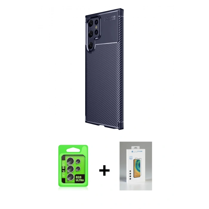 ieg™ Galaxy S25 Ultra Kılıf Eksen Form Prime - Şeffaf Polymer Nano Ekran Koruyucu + Natural Grey Raze Metal Kamera Lens