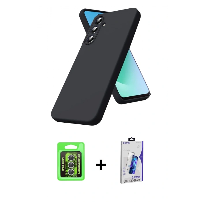 MARSİLYAN™- Galaxy S26 Plus Kılıf Kozmos Yansıma Özel Seri - Siyah Bilvis 3D Cam Ekran Koruyucu + Raze Metal Kamera Lens - GS