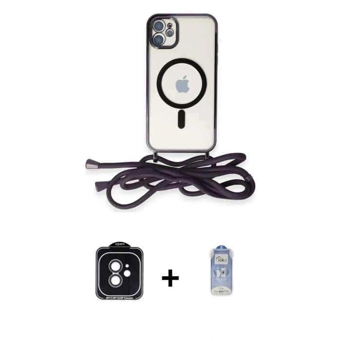 ieg™ iPhone 11 Kılıf Eksen Özel Seri - Siyah Joko Magic 5D Cam + Siyah PVD Metal Kamera Lens