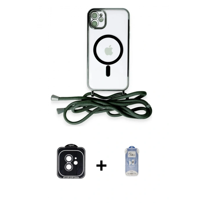 ieg™ iPhone 11 Kılıf Eksen Özel Seri - Siyah Joko Magic 5D Cam + Siyah PVD Metal Kamera Lens