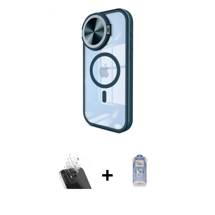 ieg™ iPhone 11 Kılıf Kıvılcım Modern Koleksiyonu - Siyah Joko Magic 5D Cam + Şeffaf Kamera Lens Koruma Cam