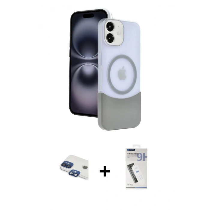 ieg™ iPhone 11 Kılıf Kozmos Form Özel Seri - Şeffaf Uv Polymer Nano Ekran Koruyucu + Lacivert Pers Alüminyum Kamera Lens