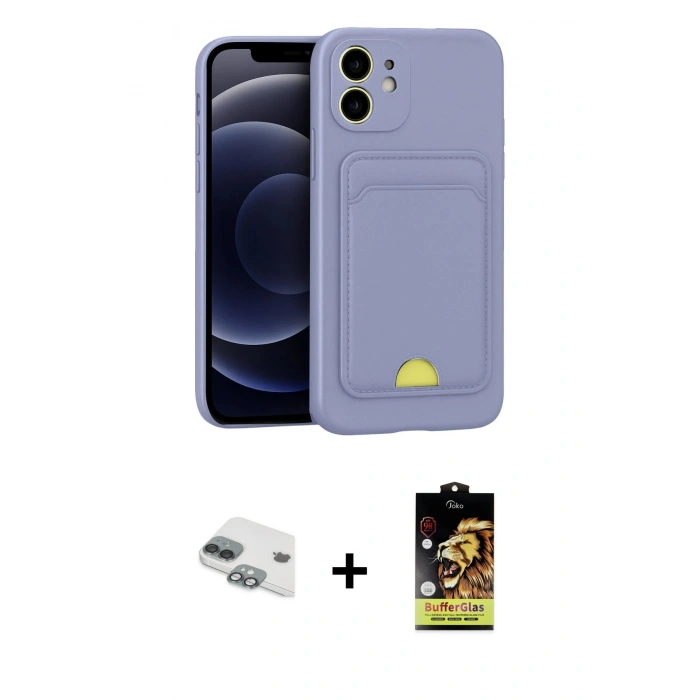ieg™ iPhone 11 Kılıf Vadi Çizgi Prime - Siyah Buffer Cam Ekran Koruyucu + Yeşil Pers Alüminyum Kamera Lens