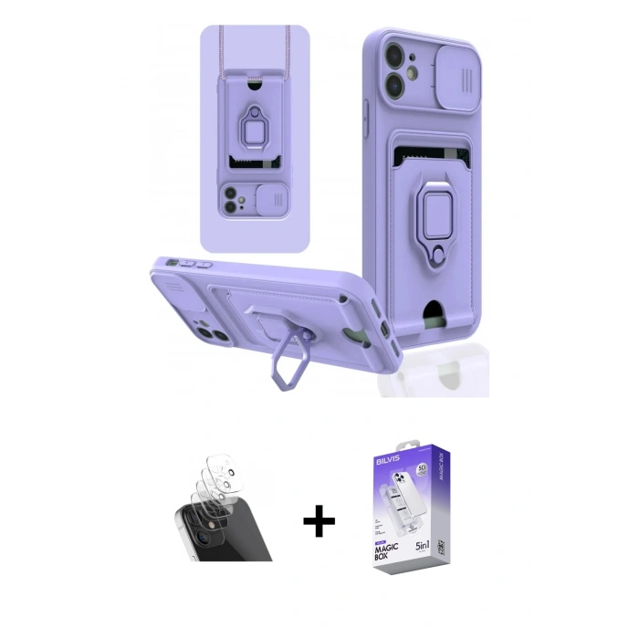 ieg™ iPhone 11 Kılıf Vadi Form Prime - Siyah Bilvis 5in1 3D Magic Cam Ekran Koruyucu + Şeffaf Kamera Lens Koruma Cam