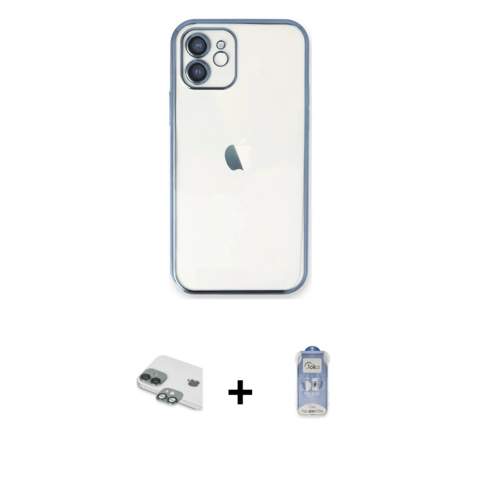 ieg™ iPhone 11 Kılıf Vadi Minimal - Siyah Joko Magic 5D Cam + Yeşil Pers Alüminyum Kamera Lens