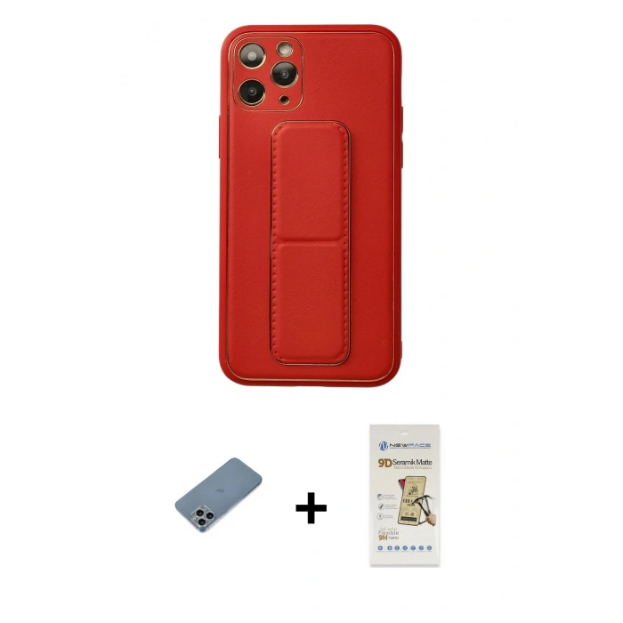 ieg™ iPhone 11 Pro Kılıf Akış Doku - Siyah Mat Seramik Nano Ekran Koruyucu + Sierra Blue Shine Kamera Lens Koruma Cam