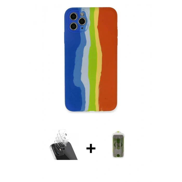 ieg™ iPhone 11 Pro Kılıf Yadigar Çizgi - Siyah Joko Magic 5D Hayalet Cam + Şeffaf Kamera Lens Koruma Cam