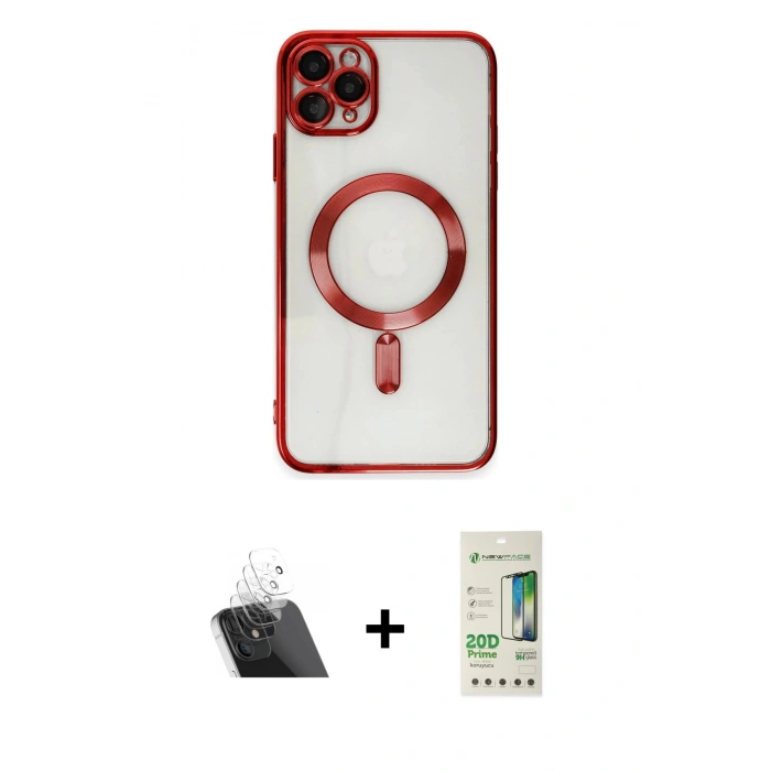 ieg™ iPhone 11 Pro Max Kılıf Nova Işık Özel Seri - Siyah 20D Premium Cam Ekran Koruyucu + Şeffaf Kamera Lens Koruma Cam
