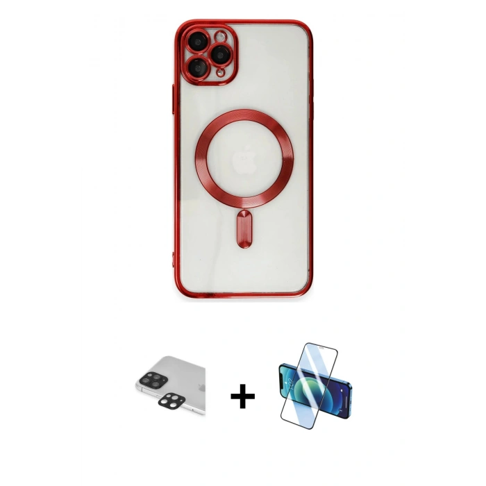 ieg™ iPhone 11 Pro Max Kılıf Nova Işık Özel Seri - Siyah 3D Antistatik Seramik Nano Ekran Koruyucu + Siyah Pers Alüminyum Kamera Lens