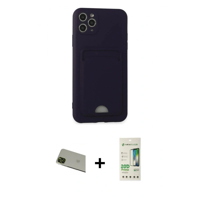 ieg™ iPhone 11 Pro Max Kılıf Vadi Çizgi Prime - Siyah 20D Premium Cam Ekran Koruyucu + Yeşil Rainbow Kamera Lens Koruma Cam