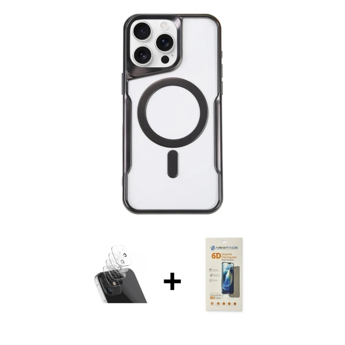 ieg™ iPhone 11 Pro Max Kılıf Yadigar Klasik Özel Seri - Siyah 6D Mat Seramik Hayalet Nano Ekran Koruyucu + Şeffaf Kamera Lens Koruma Cam