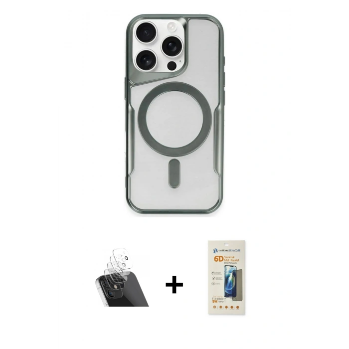 ieg™ iPhone 11 Pro Max Kılıf Yadigar Klasik Özel Seri - Siyah 6D Mat Seramik Hayalet Nano Ekran Koruyucu + Şeffaf Kamera Lens Koruma Cam