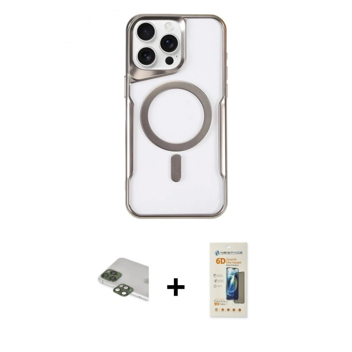 ieg™ iPhone 11 Pro Max Kılıf Yadigar Klasik Özel Seri - Siyah 6D Mat Seramik Hayalet Nano Ekran Koruyucu + Yeşil Pers Alüminyum Kamera Lens