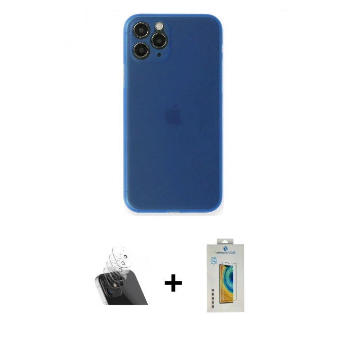 ieg™ iPhone 11 Pro Max Kılıf Yadigar Yansıma Serisi - Siyah Polymer Nano Ekran Koruyucu + Şeffaf Kamera Lens Koruma Cam