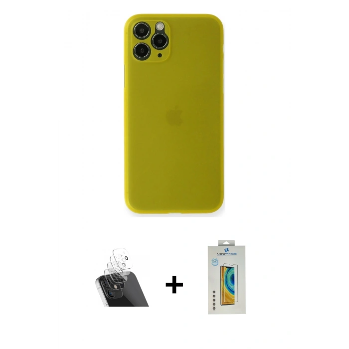 ieg™ iPhone 11 Pro Max Kılıf Yadigar Yansıma Serisi - Siyah Polymer Nano Ekran Koruyucu + Şeffaf Kamera Lens Koruma Cam