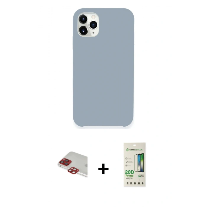 ieg™ iPhone 11 Pro Max Kılıf Zirve Modern Özel Seri - Siyah 20D Premium Cam Ekran Koruyucu + Kırmızı Pers Alüminyum Kamera Lens