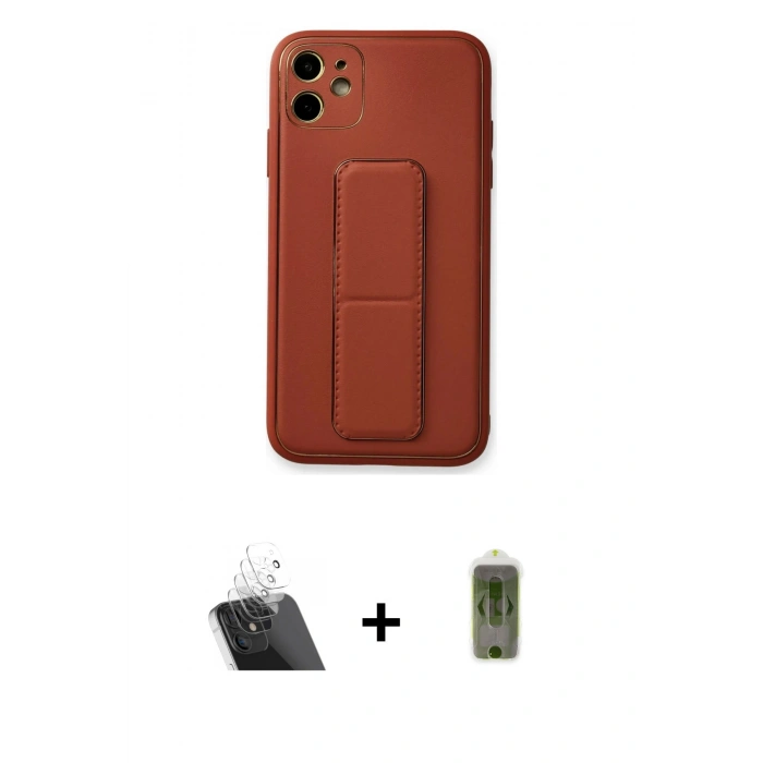 ieg™ iPhone 12 Kılıf Akış Doku - Siyah Joko Magic 5D Hayalet Cam + Şeffaf Kamera Lens Koruma Cam