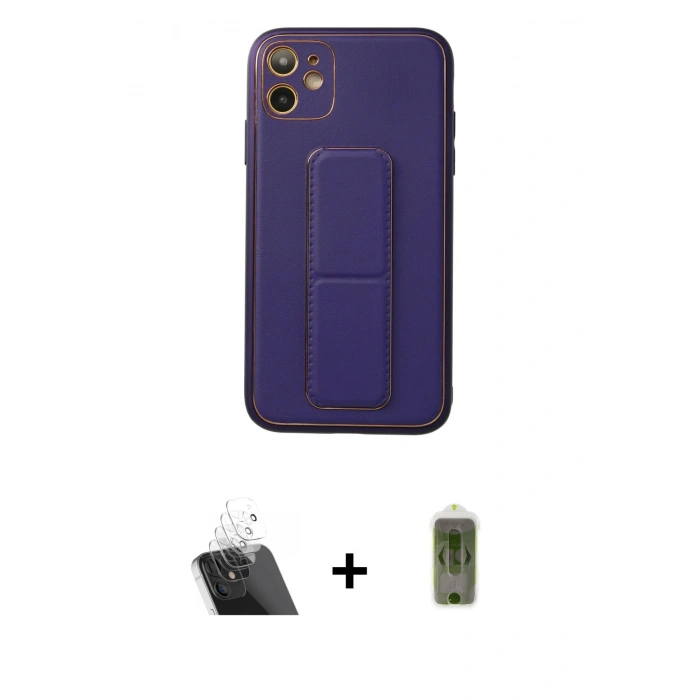 ieg™ iPhone 12 Kılıf Akış Doku - Siyah Joko Magic 5D Hayalet Cam + Şeffaf Kamera Lens Koruma Cam
