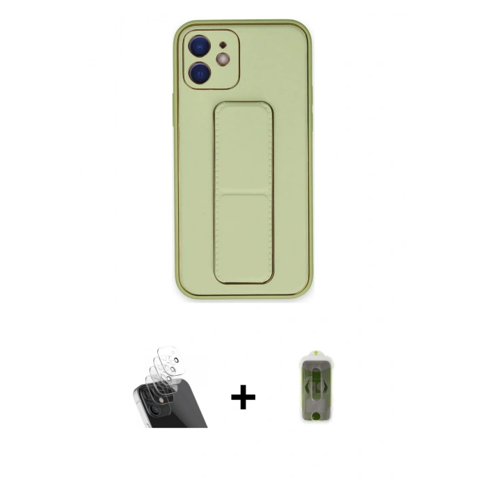 ieg™ iPhone 12 Kılıf Akış Doku - Siyah Joko Magic 5D Hayalet Cam + Şeffaf Kamera Lens Koruma Cam