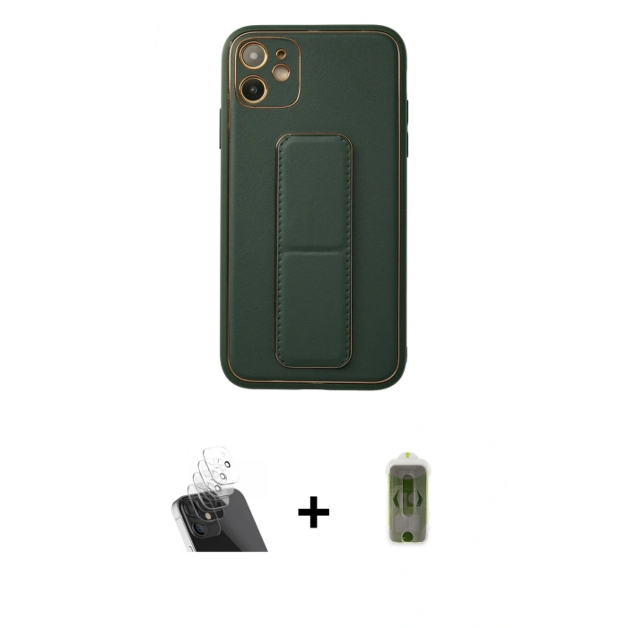 ieg™ iPhone 12 Kılıf Akış Doku - Siyah Joko Magic 5D Hayalet Cam + Şeffaf Kamera Lens Koruma Cam