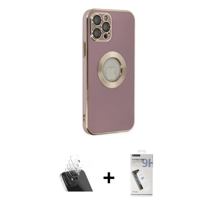 ieg™ iPhone 12 Pro Kılıf İz Form Serisi - Şeffaf Uv Polymer Nano Ekran Koruyucu + Şeffaf Kamera Lens Koruma Cam