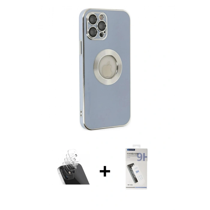ieg™ iPhone 12 Pro Kılıf İz Form Serisi - Şeffaf Uv Polymer Nano Ekran Koruyucu + Şeffaf Kamera Lens Koruma Cam