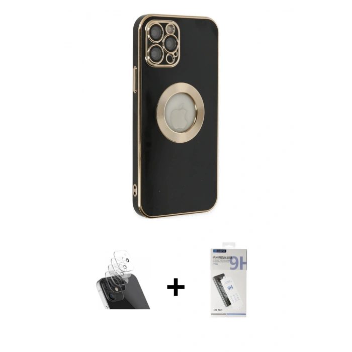ieg™ iPhone 12 Pro Kılıf İz Form Serisi - Şeffaf Uv Polymer Nano Ekran Koruyucu + Şeffaf Kamera Lens Koruma Cam