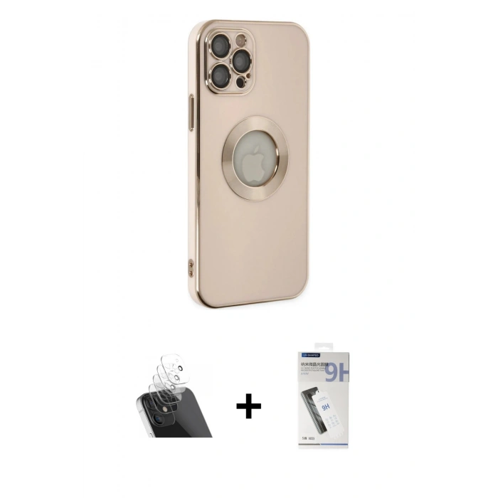 ieg™ iPhone 12 Pro Kılıf İz Form Serisi - Şeffaf Uv Polymer Nano Ekran Koruyucu + Şeffaf Kamera Lens Koruma Cam