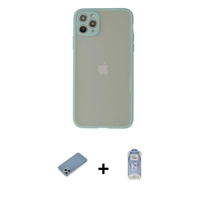 ieg™ iPhone 12 Pro Max Kılıf Ahenk Çizgi Serisi - Siyah Joko Magic 5D Cam + Gümüş Shine Kamera Lens Koruma Cam