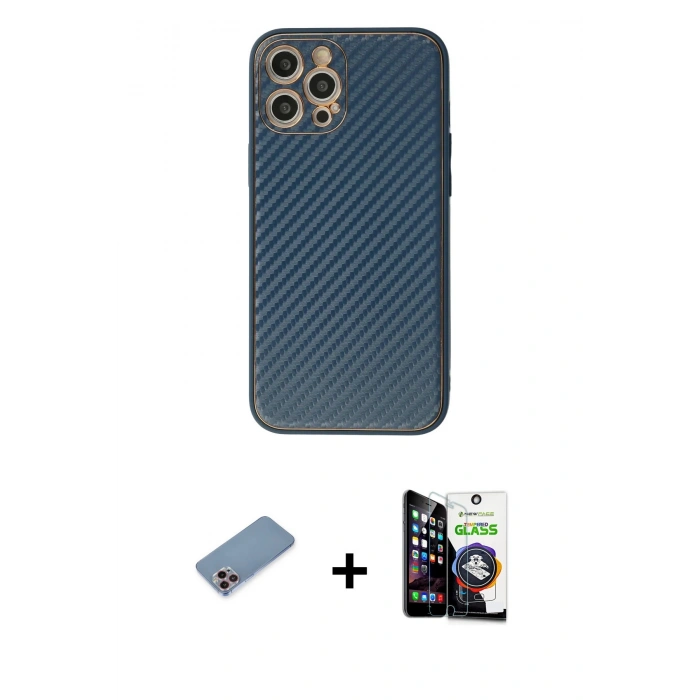 ieg™ iPhone 12 Pro Max Kılıf Ahenk Işık - Şeffaf Temperli Cam Ekran Koruyucu + Pembe Shine Kamera Lens Koruma Cam