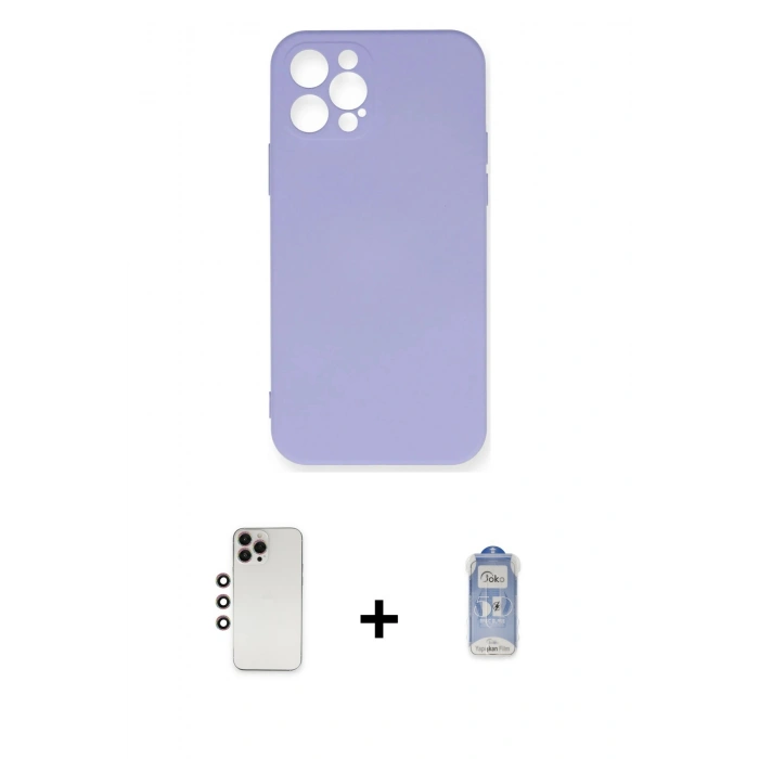 ieg™ iPhone 12 Pro Max Kılıf Ahenk Serisi - Siyah Joko Magic 5D Cam + Gökkuşağı Shine Kamera Lens