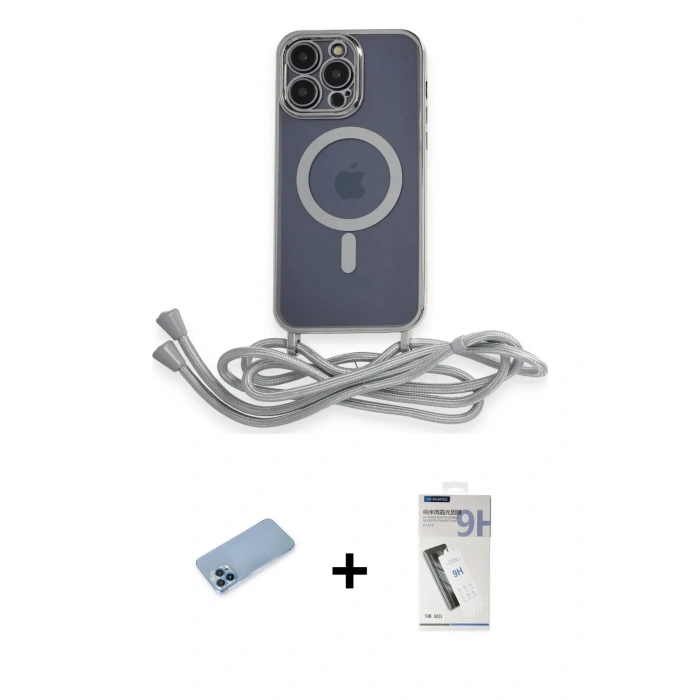 ieg™ iPhone 12 Pro Max Kılıf Eksen Özel Seri - Şeffaf Uv Polymer Nano Ekran Koruyucu + Mavi Shine Kamera Lens Koruma Cam