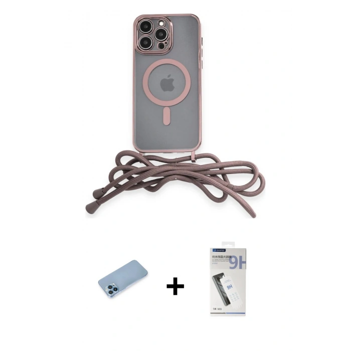ieg™ iPhone 12 Pro Max Kılıf Eksen Özel Seri - Şeffaf Uv Polymer Nano Ekran Koruyucu + Mavi Shine Kamera Lens Koruma Cam