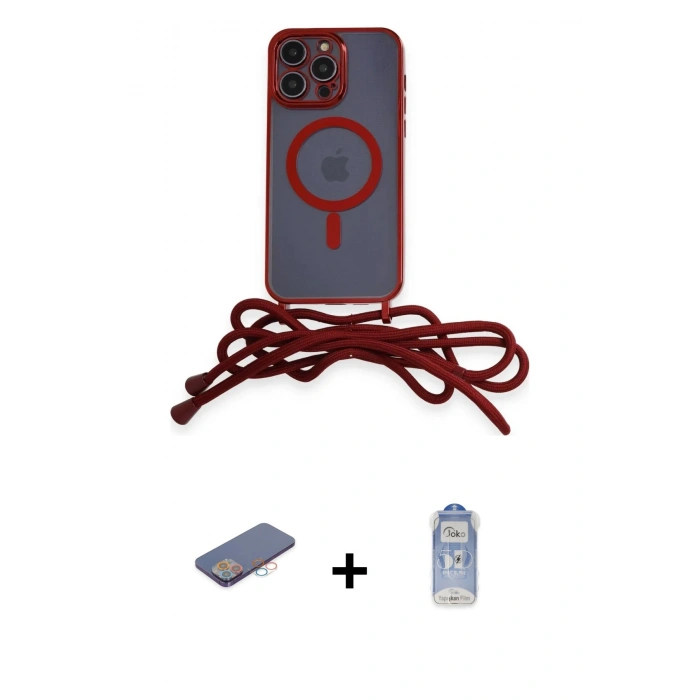 ieg™ iPhone 12 Pro Max Kılıf Eksen Özel Seri - Siyah Joko Magic 5D Cam + Pembe Renkli Kamera Lens Koruma Cam