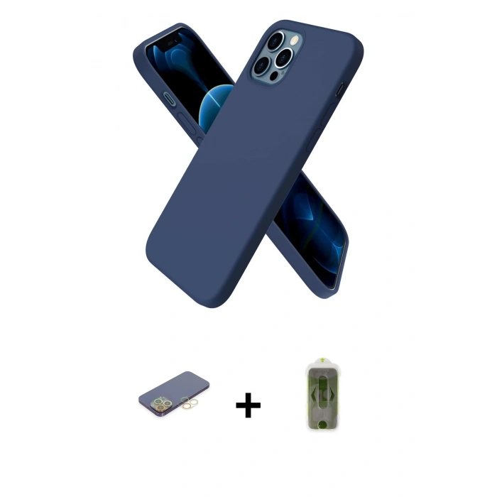 ieg™ iPhone 12 Pro Max Kılıf Kozmos Yansıma Özel Seri - Siyah Joko Magic 5D Hayalet Cam + Sarı Renkli Kamera Lens Koruma Cam