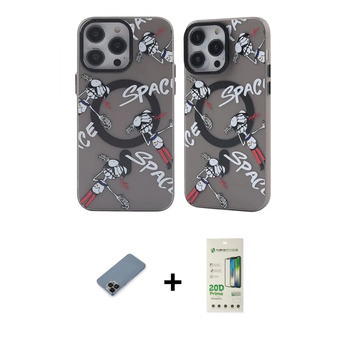 ieg™ iPhone 12 Pro Max Kılıf Nova Doku Koleksiyonu - Siyah 20D Premium Cam Ekran Koruyucu + Siyah Metal Kamera Lens Koruma Cam