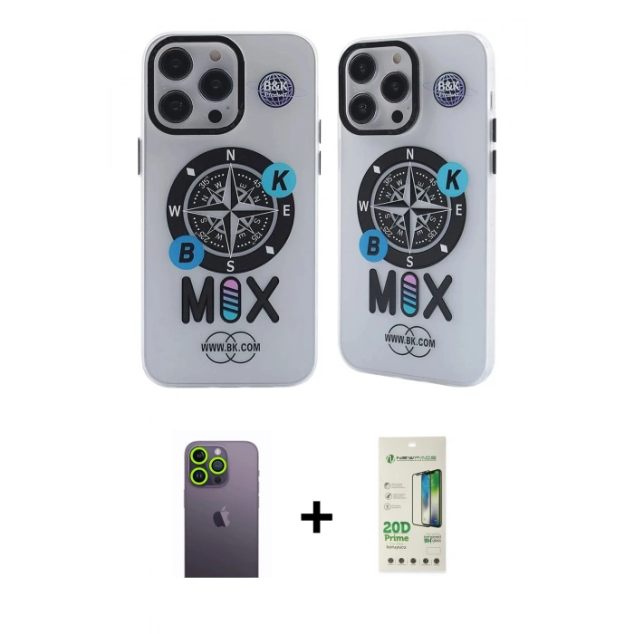 ieg™ iPhone 12 Pro Max Kılıf Nova Doku Koleksiyonu - Siyah 20D Premium Cam Ekran Koruyucu + Yeşil Neon Fosforlu Kamera Lens