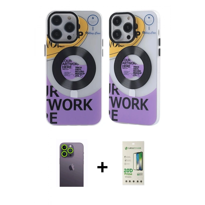 ieg™ iPhone 12 Pro Max Kılıf Nova Doku Koleksiyonu - Siyah 20D Premium Cam Ekran Koruyucu + Yeşil Neon Fosforlu Kamera Lens