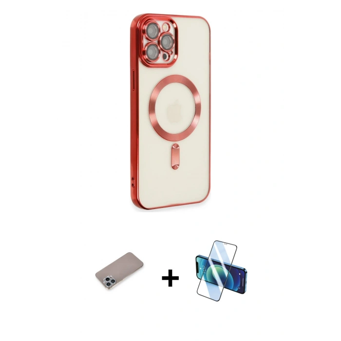 ieg™ iPhone 12 Pro Max Kılıf Nova Işık Özel Seri - Siyah 3D Antistatik Cam Ekran Koruyucu + Sierra Blue Shine Kamera Lens Koruma Cam