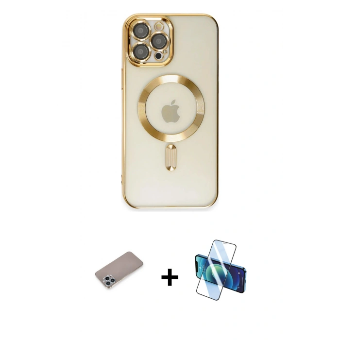 ieg™ iPhone 12 Pro Max Kılıf Nova Işık Özel Seri - Siyah 3D Antistatik Cam Ekran Koruyucu + Sierra Blue Shine Kamera Lens Koruma Cam