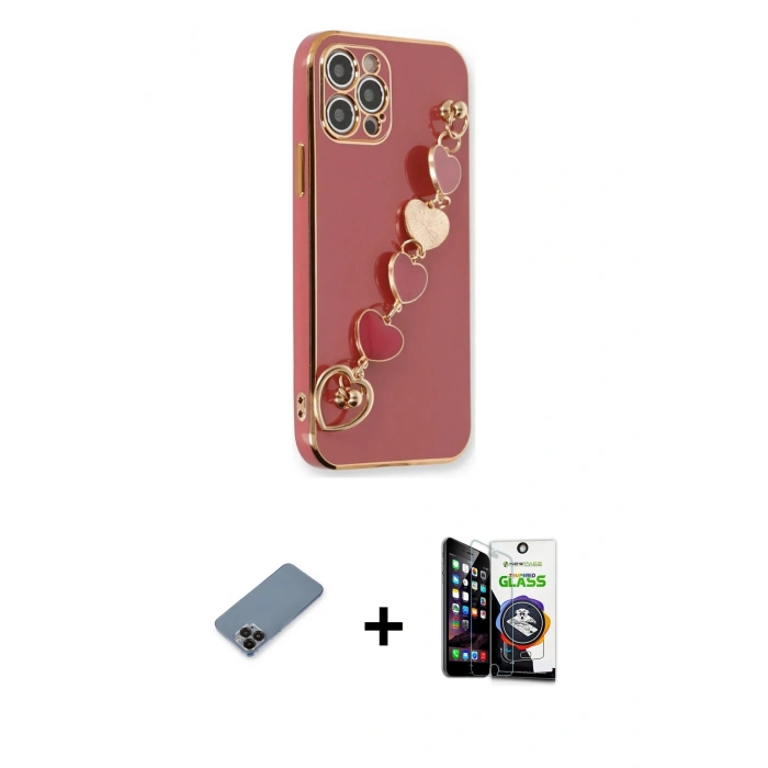 ieg™ iPhone 12 Pro Max Kılıf Nova Işık Prime - Şeffaf Temperli Cam Ekran Koruyucu + Siyah Metal Kamera Lens Koruma Cam