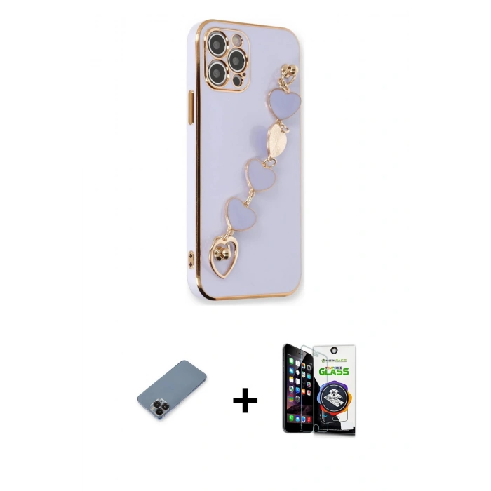 ieg™ iPhone 12 Pro Max Kılıf Nova Işık Prime - Şeffaf Temperli Cam Ekran Koruyucu + Siyah Metal Kamera Lens Koruma Cam