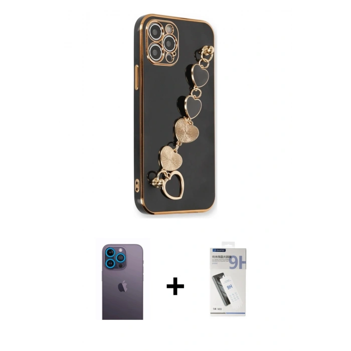 ieg™ iPhone 12 Pro Max Kılıf Nova Işık Prime - Şeffaf Uv Polymer Nano Ekran Koruyucu + Mavi Neon Fosforlu Kamera Lens
