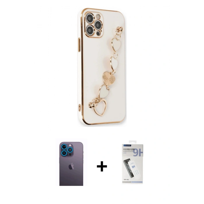 ieg™ iPhone 12 Pro Max Kılıf Nova Işık Prime - Şeffaf Uv Polymer Nano Ekran Koruyucu + Mavi Neon Fosforlu Kamera Lens