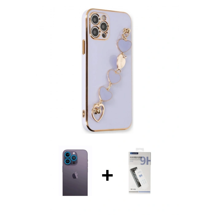 ieg™ iPhone 12 Pro Max Kılıf Nova Işık Prime - Şeffaf Uv Polymer Nano Ekran Koruyucu + Mavi Neon Fosforlu Kamera Lens